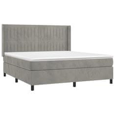 Greatstore Box spring postel s matrací světle šedá 160x200 cm samet