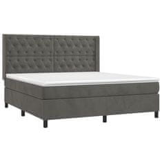 Greatstore Box spring postel s matrací tmavě šedá 160x200 cm samet