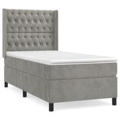 Greatstore Box spring postel s matrací světle šedá 80 x 200 cm samet