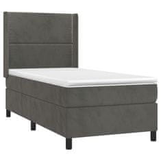 Greatstore Box spring postel s matrací tmavě šedá 90x190 cm samet