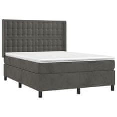 Greatstore Box spring postel s matrací tmavě šedá 140x200 cm samet