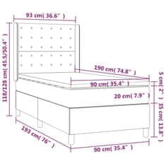 Greatstore Box spring postel s matrací světle šedá 90x190 cm samet