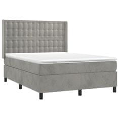 Greatstore Box spring postel s matrací světle šedá 140x190 cm samet