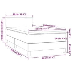 Greatstore Box spring postel s matrací a LED krémová 80x200 cm umělá kůže