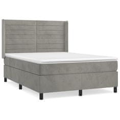 Greatstore Box spring postel s matrací světle šedá 140x190 cm samet