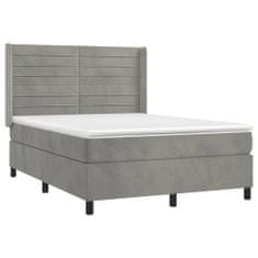 Greatstore Box spring postel s matrací světle šedá 140x190 cm samet