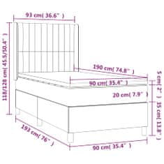 Greatstore Box spring postel s matrací tmavě šedá 90x190 cm samet