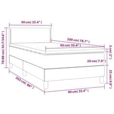 Petromila Box spring postel s matrací světle šedá 90x200 cm samet