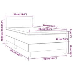 Greatstore Box spring postel s matrací a LED hnědá 90x200 cm umělá kůže