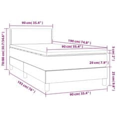 Vidaxl Box spring postel matrace a LED cappuccino 90x190 cm umělá kůže