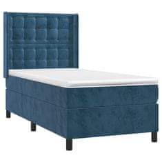 Greatstore Box spring postel s matrací tmavě modrá 100x200 cm samet