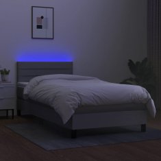 Greatstore Box spring postel s matrací a LED světle šedá 100x200 cm textil