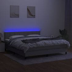 Greatstore Box spring postel s matrací a LED světle šedá 160x200 cm textil