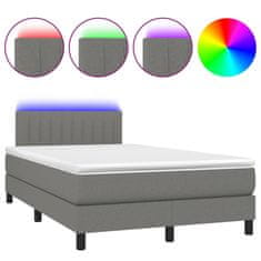 Greatstore Box spring postel s matrací a LED tmavě šedá 120x200 cm textil