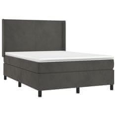 Petromila Box spring postel s matrací tmavě šedá 140x200 cm samet
