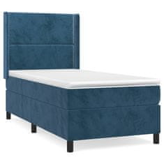 Greatstore Box spring postel s matrací tmavě modrá 90x190 cm samet