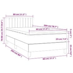 Greatstore Box spring postel s matrací a LED růžová 80 x 200 cm samet