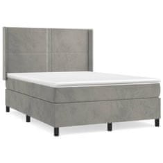 Greatstore Box spring postel s matrací světle šedá 140x190 cm samet