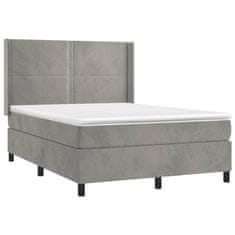 Greatstore Box spring postel s matrací světle šedá 140x190 cm samet