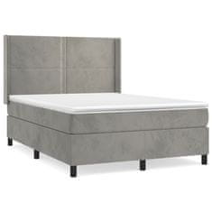 Vidaxl Box spring postel s matrací světle šedá 140x190 cm samet