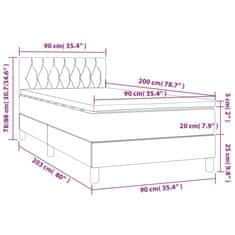 Petromila Box spring postel s matrací světle šedá 90x200 cm samet