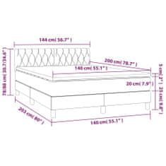 Vidaxl Box spring postel s matrací světle šedá 140x200 cm samet