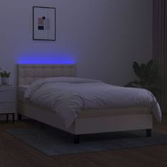 Greatstore Box spring postel s matrací a LED krémová 80 x 200 cm textil