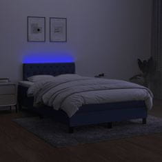 Greatstore Box spring postel s matrací a LED modrá 120 x 200 cm textil