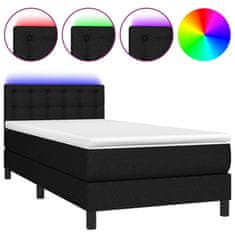 Greatstore Box spring postel s matrací a LED černá 100x200 cm textil