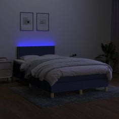 Vidaxl Box spring postel s matrací a LED modrá 120x190 cm textil