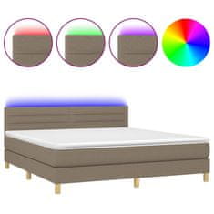 Greatstore Box spring postel s matrací a LED taupe 180x200 cm textil