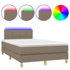 Greatstore Box spring postel s matrací a LED taupe 120 x 200 cm textil