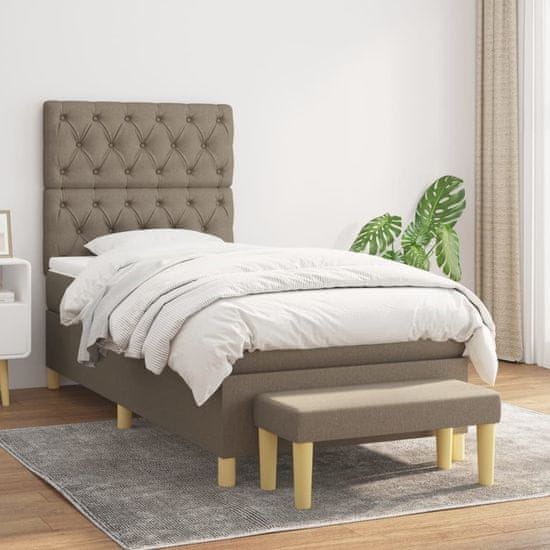 Greatstore Box spring postel s matrací taupe 80x200 cm textil