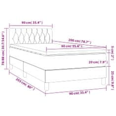 Petromila Box spring postel s matrací tmavě šedá 90x200 cm samet