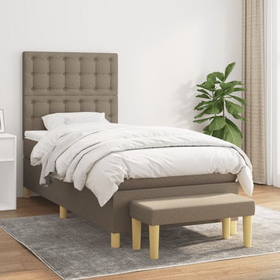 Petromila Box spring postel s matrací taupe 90x200 cm textil