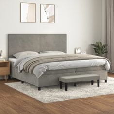 Greatstore Box spring postel s matrací světle šedá 200x200 cm samet