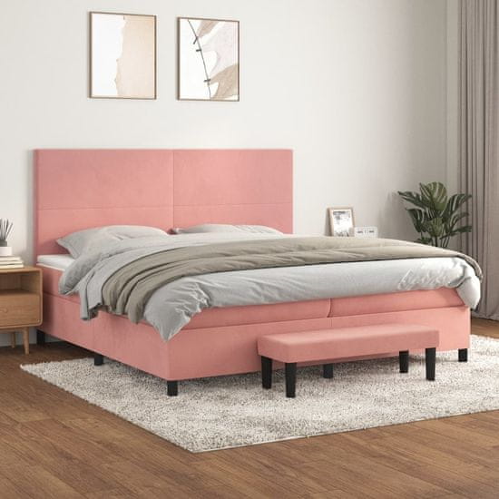 Greatstore Box spring postel s matrací růžová 200x200 cm samet