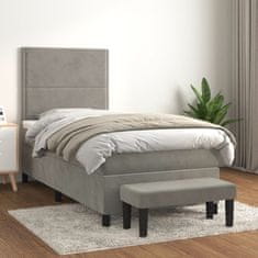 Vidaxl Box spring postel s matrací světle šedá 90x200 cm samet