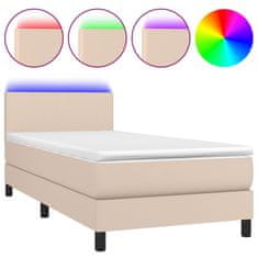 Petromila Box spring postel matrace a LED cappuccino 90x200 cm umělá kůže