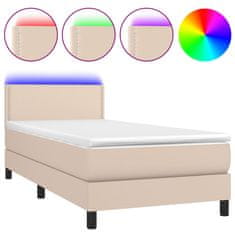 Petromila Box spring postel matrace a LED cappuccino 80x200 cm umělá kůže