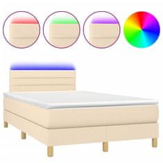 shumee Box spring postel s matrací a LED krémová 120x190 cm textil