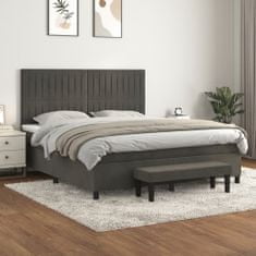 Greatstore Box spring postel s matrací tmavě šedá 160x200 cm samet