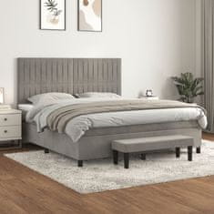 Greatstore Box spring postel s matrací světle šedá 180x200 cm samet