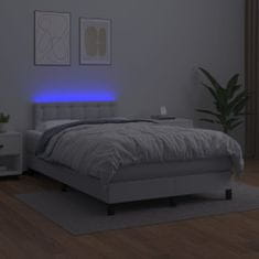 Vidaxl Box spring postel s matrací a LED bílá 120x200 cm umělá kůže