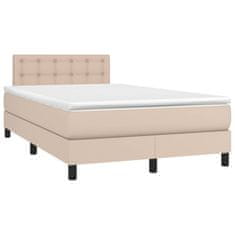 shumee Box spring postel matrace a LED cappuccino 120x190cm umělá kůže