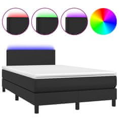 Greatstore Box spring postel s matrací a LED černá 120x200 cm umělá kůže