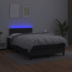 Greatstore Box spring postel s matrací a LED černá 120x200 cm umělá kůže