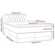 Greatstore Box spring postel s matrací a LED tmavě zelená 120x200 cm samet