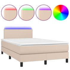 Petromila Box spring postel matrace a LED cappuccino 140x190cm umělá kůže