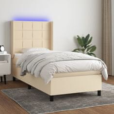 shumee Box spring postel s matrací a LED krémová 90x190 cm textil